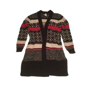 ✨️3 For $20✨ cardigan Womens Small black red striped long Fair Isle Cottage Boho